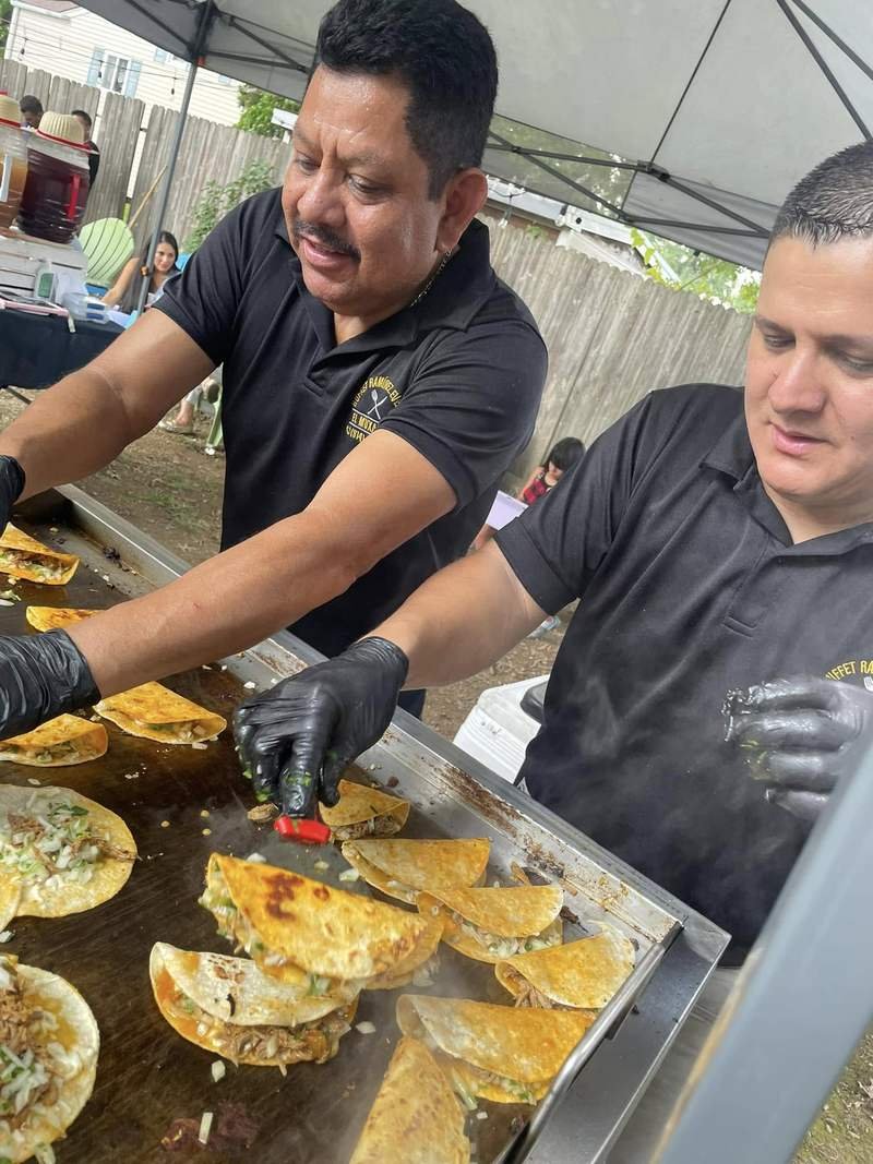 Tacos cooking on the plancha